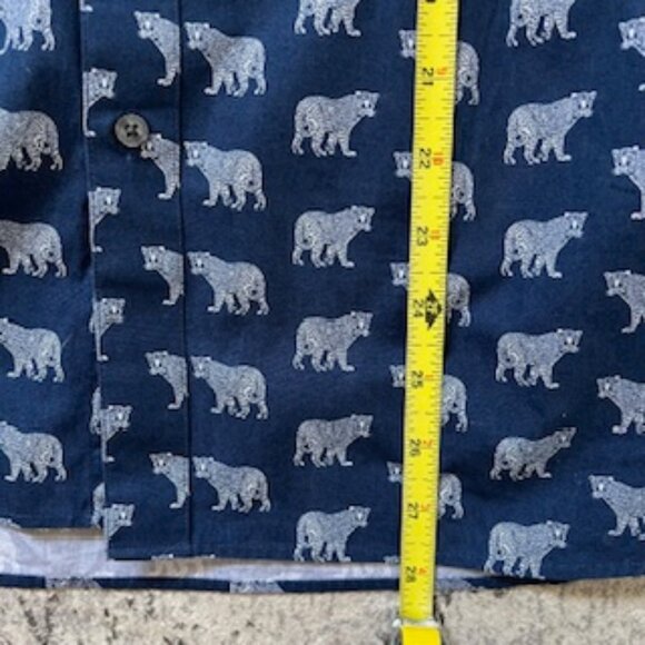 🧡3/15 Ted Baker Navy SS Geo Tiger Print Shirt Men's 4 - Picture 9 of 10